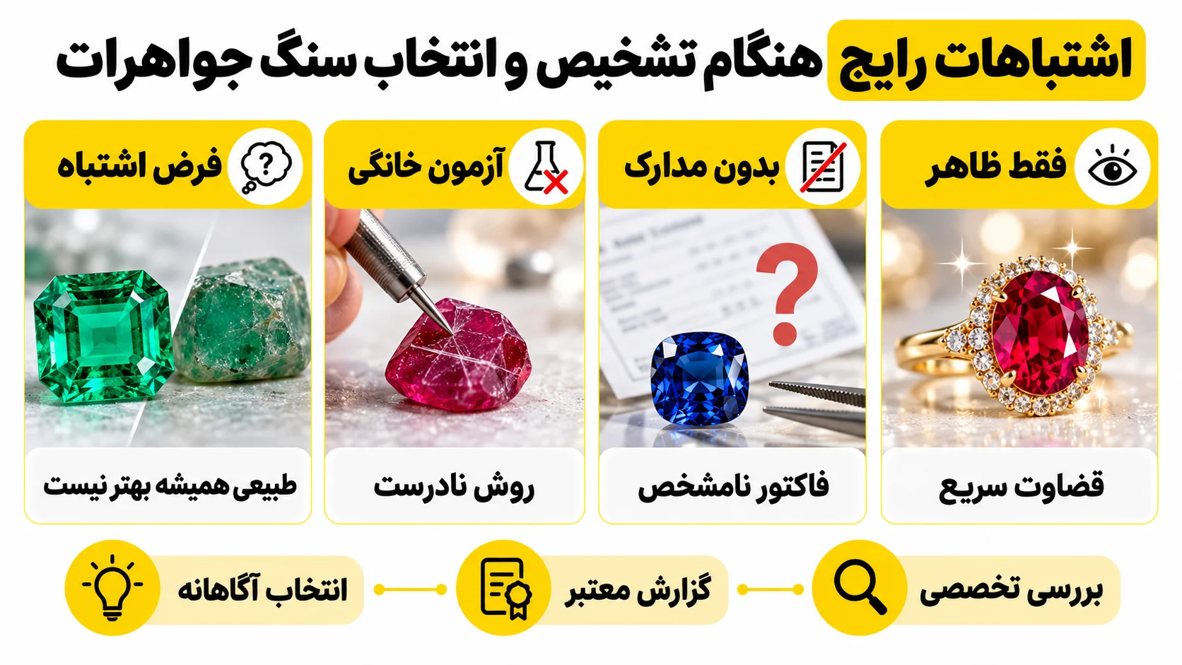 اشتباهات رایج هنگام تشخیص و انتخاب سنگ جواهرات