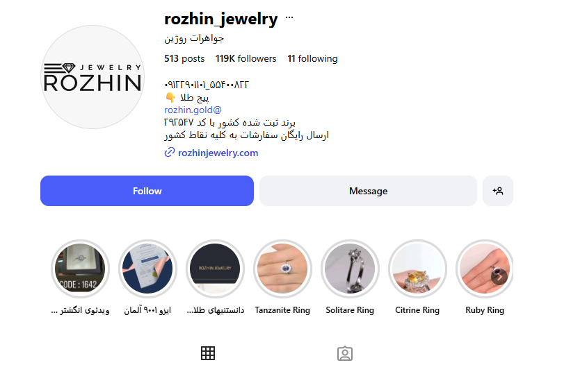 اینستاگرام جواهرات روژین