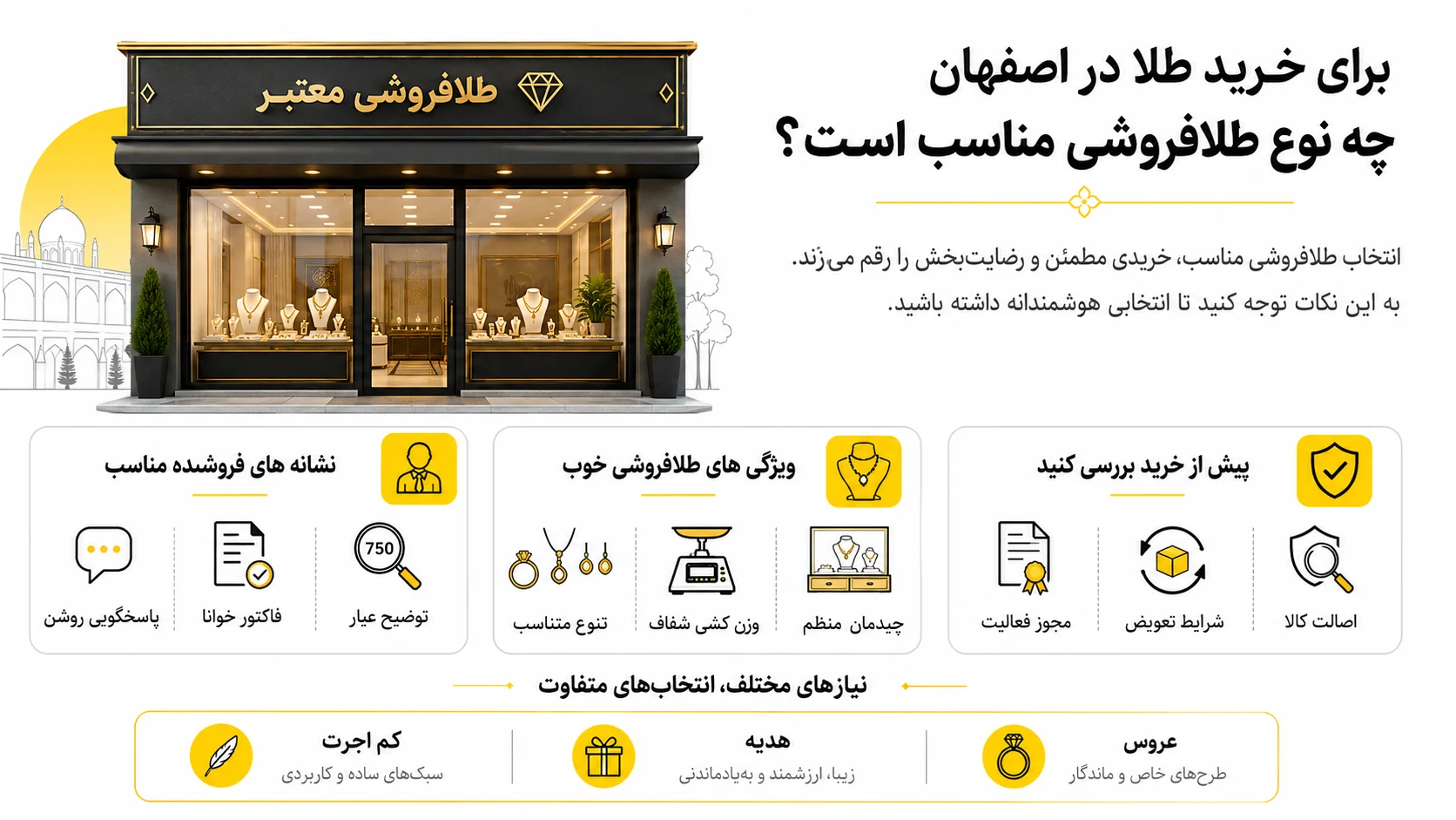 برای خرید طلا در اصفهان چه نوع طلافروشی مناسب است؟