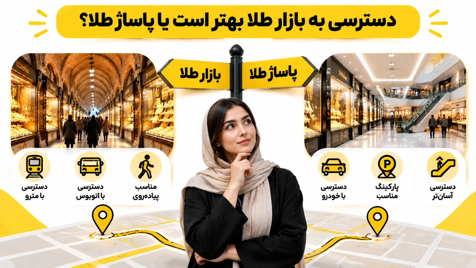 تفاوت بازار طلا، پاساژ طلا و مرکز خرید طلا چیست؟ دسترسی به بازار طلا بهتر است یا پاساژ طلا؟