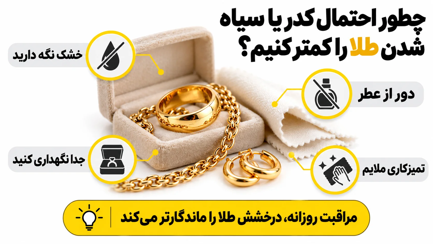 چرا طلا سیاه می شود؟ بررسی علت سیاه و کدر شدن طلا چطور احتمال کدر یا سیاه شدن طلا را کمتر کنیم؟