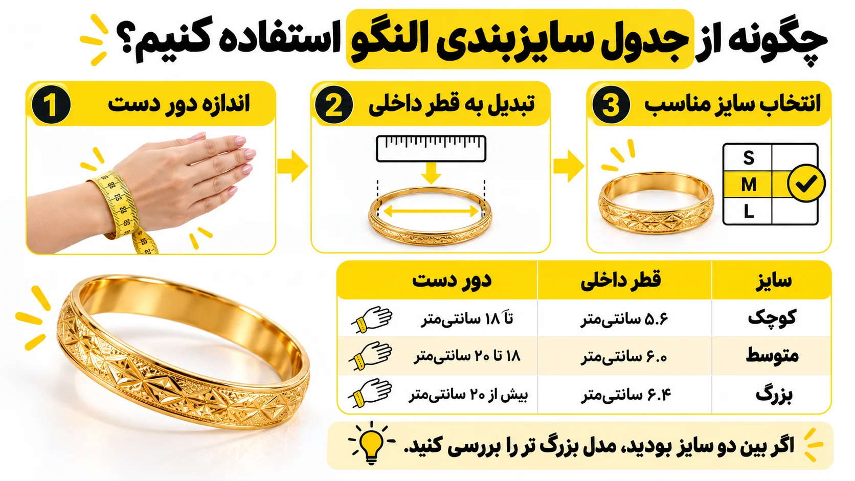 چگونه از جدول سایزبندی النگو استفاده کنیم؟