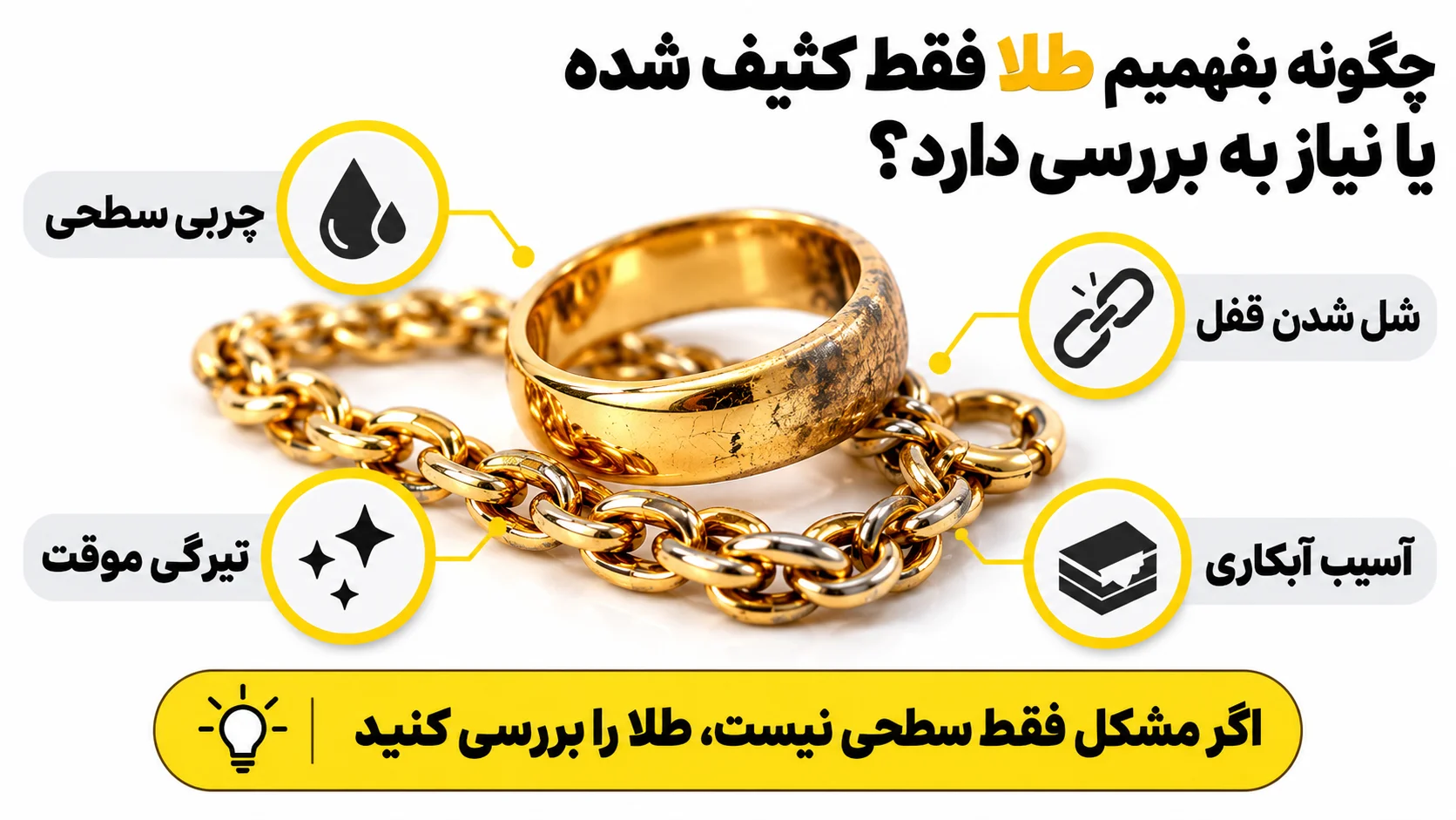 چرا طلا سیاه می شود؟ بررسی علت سیاه و کدر شدن طلا چگونه بفهمیم طلا فقط کثیف شده یا نیاز به بررسی دارد؟